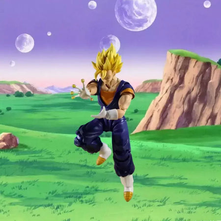 Dragon Ball Z SHF Vegetto Figura de ação Super Saiyan SSJ Cartão Vegetto Goku Vegeta Anime Modelo Brinquedo Estátua de PVC Coleção Presentes