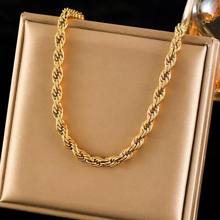 Eilieck 316l aço inoxidável metal charme corrente colar jóias de declaração 18k pvd banhado colar de pescoço corrente para mulher