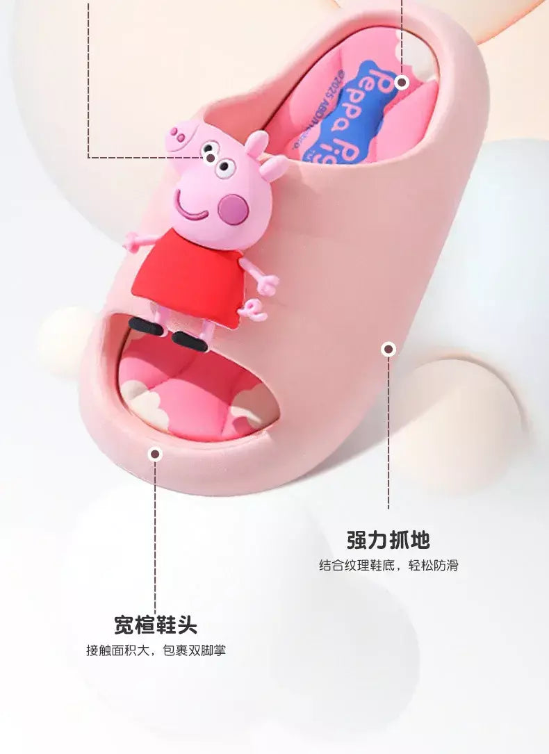 Peppa Pig Sandálias femininas de verão 2025 Novo estilo antiderrapante chinelos de banho internos para crianças em casa
