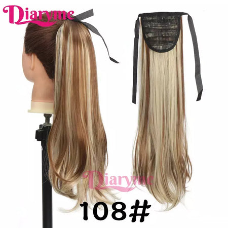Extensões sintéticas longas do cabelo do rabo de cavalo para mulheres, preto, marrom, reistan do calor, rabo de pônei, cabelo falso, grampo no hairpiece