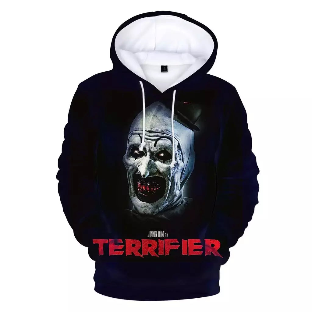 Terrifier 2 personagem assustador impressão 3d hoodies homens hip hop streetwear moletom pullovers harajuku fatos de treino topos roupas masculinas