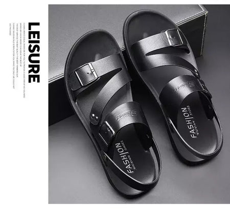 Moda Confortável Sandálias Masculinas Cor Sólida Open Toe Mens Sandálias De Couro 2023 Novos Chinelos De Praia para Calçado De Couro Masculino