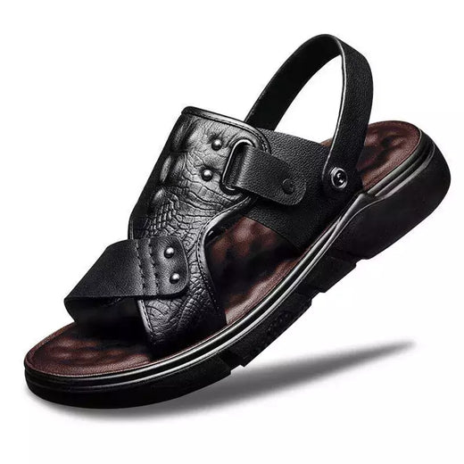 Oulylan-Sandálias masculinas clássicas de couro, sapatos romanos confortáveis, sapatos macios, calçados para caminhadas ao ar livre, verão