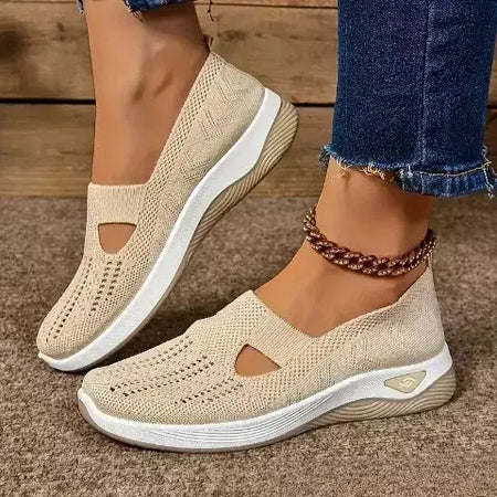 Tênis feminino respirável sapatos casuais verão sola macia sapatos ortopédicos leve deslizamento em sapato de caminhada antiderrapante sapatos planos