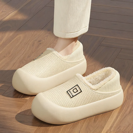 Chinelos de algodão para mulheres inverno saco à prova dwaterproof água salto quente antiderrapante chinelos de pelúcia para homens fundo grosso sapatos de casal