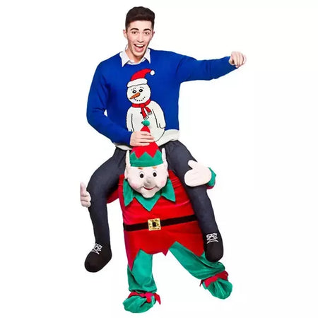Adulto Halloween Cosplay Trajes para homens e mulheres, Ride On Me Mascote, Carry Back, Calças de animais engraçados, Perna falsa, Festa de Natal