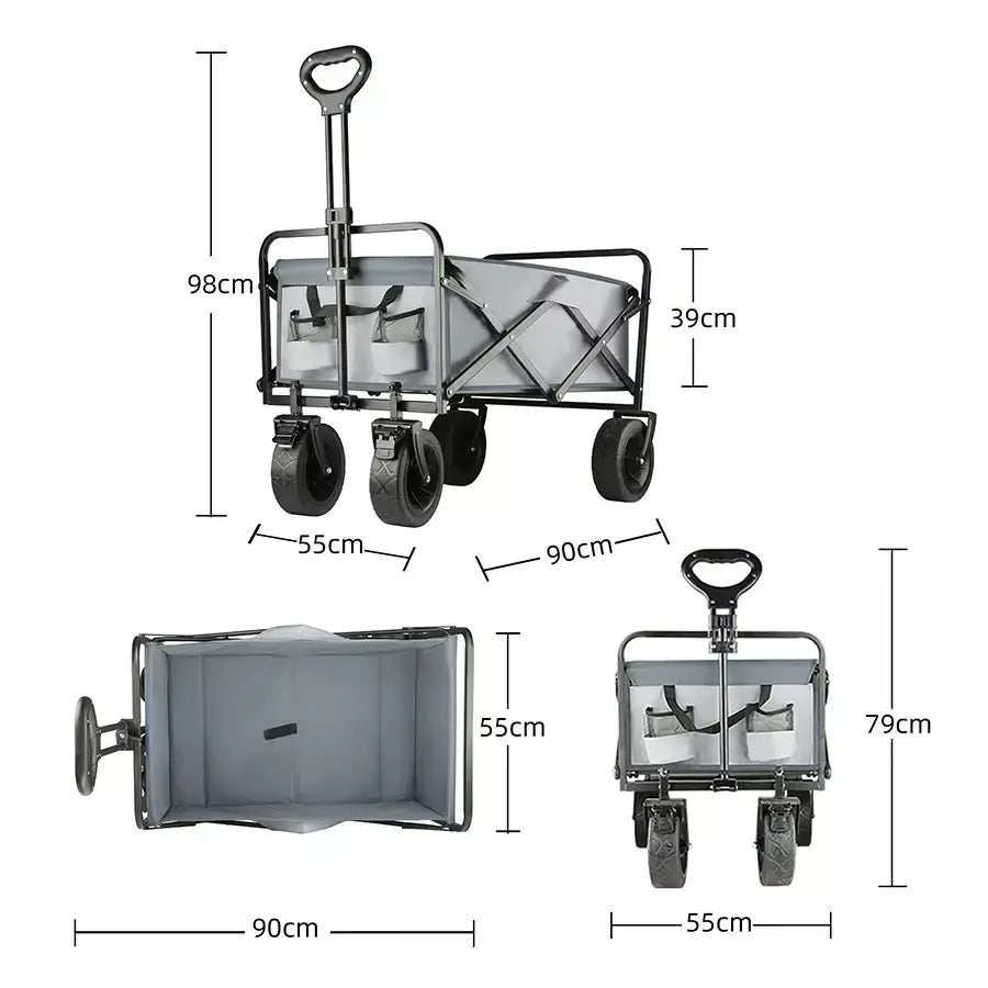Grande capacidade de peso carrinho resistente dobrável vagão de praia com grandes rodas todo-o-terreno equipamentos de acampamento ao ar livre