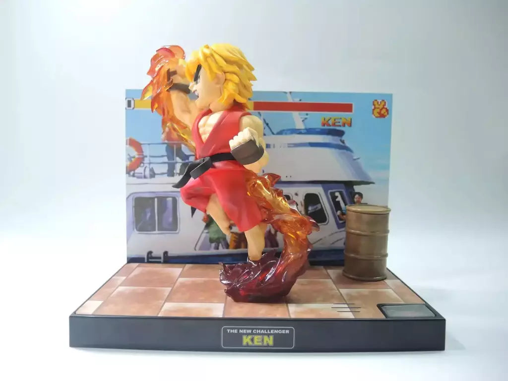 Street Fighter Ken Masters Figuras de ação Shouryuukenn Ken Chun-Li Estátua com luz modelo colecionável decoração brinquedo presentes