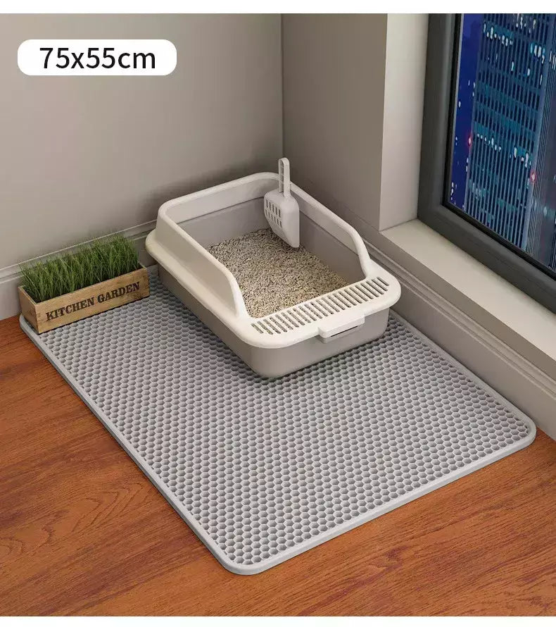Impermeável Double Layer Pet Litter Mat, Cat Litter Box, Pet WC, Antiderrapante, Areia, Lavável, Limpo, 90x60cm
