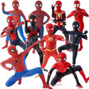 Crianças super-herói homem aranha traje elastano macacão halloween cosplay trajes bodysuit crianças cabeça capa separação festa conjunto