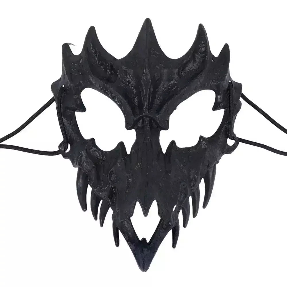 Festa crânio máscara dentes longos demônio esqueleto meia máscara facial lobo dragão tigre houjuu nue máscara cosplay traje de halloween adereços