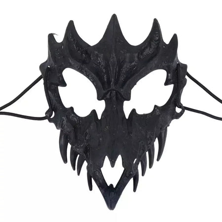 Festa crânio máscara dentes longos demônio esqueleto meia máscara facial lobo dragão tigre houjuu nue máscara cosplay traje de halloween adereços