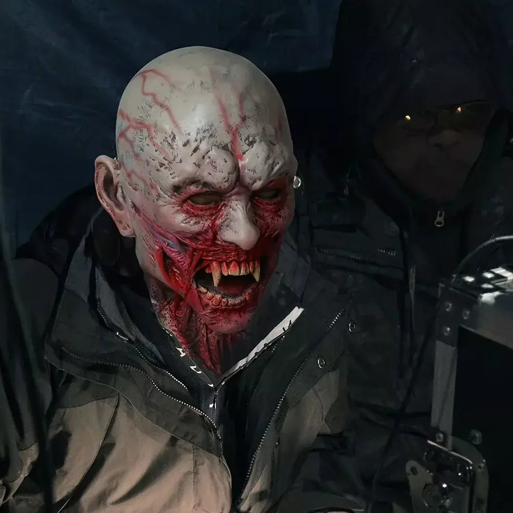 Máscara de vampiro zumbi realista máscara sangrenta látex rosto cheio traje de terror para halloween cosplay festa vestir-se acessório