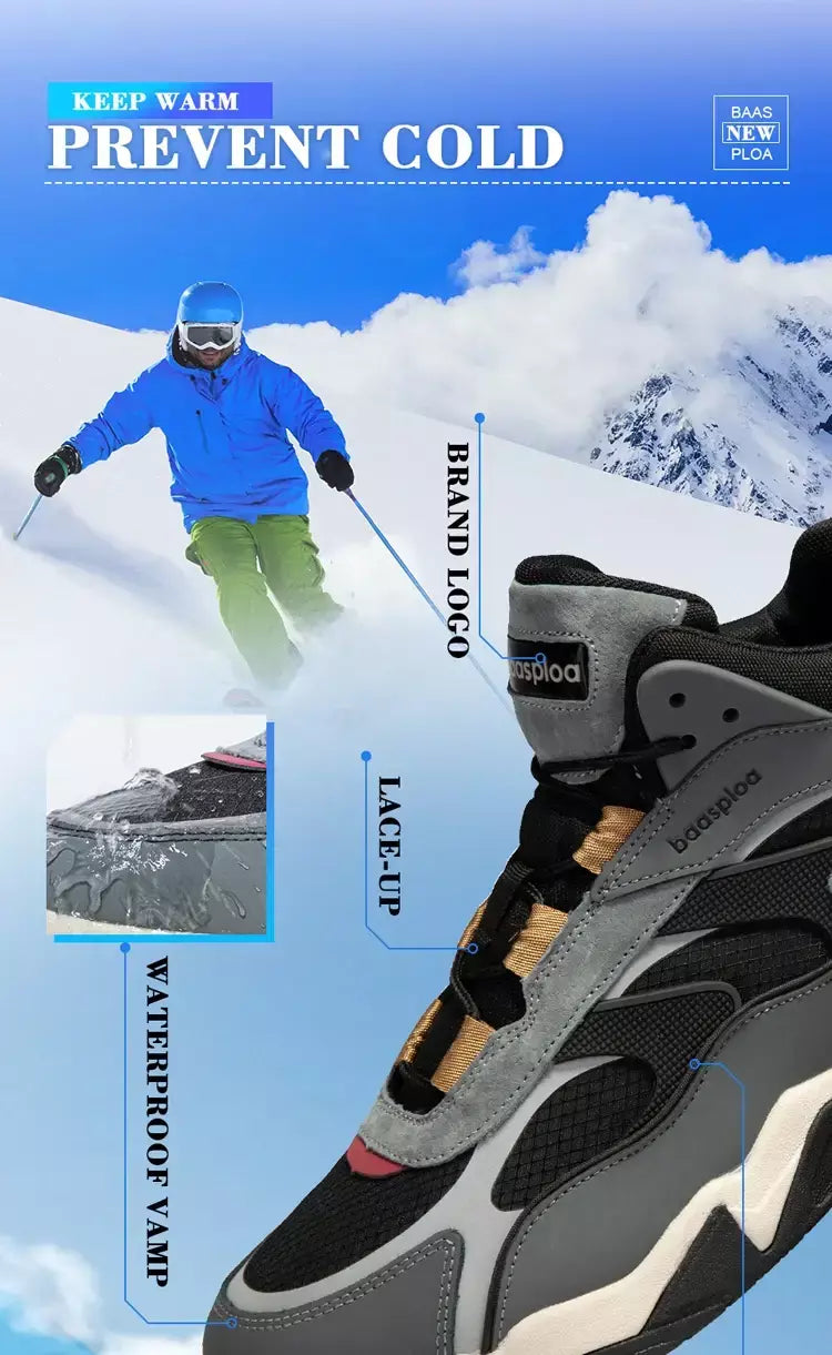 Baasploa inverno homens tênis de couro moda casual à prova dwaterproof água sapatos esportivos para homem de pelúcia quente masculino tênis antiderrapante ao ar livre