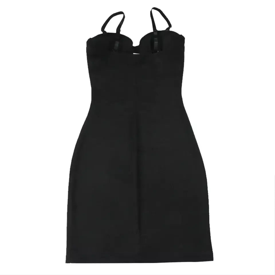 Wechery mulher roupas tubo de estiramento emagrecimento corpo shapewear controle deslizamento coxa comprimento roupa interior branco festa à noite vestidos midi