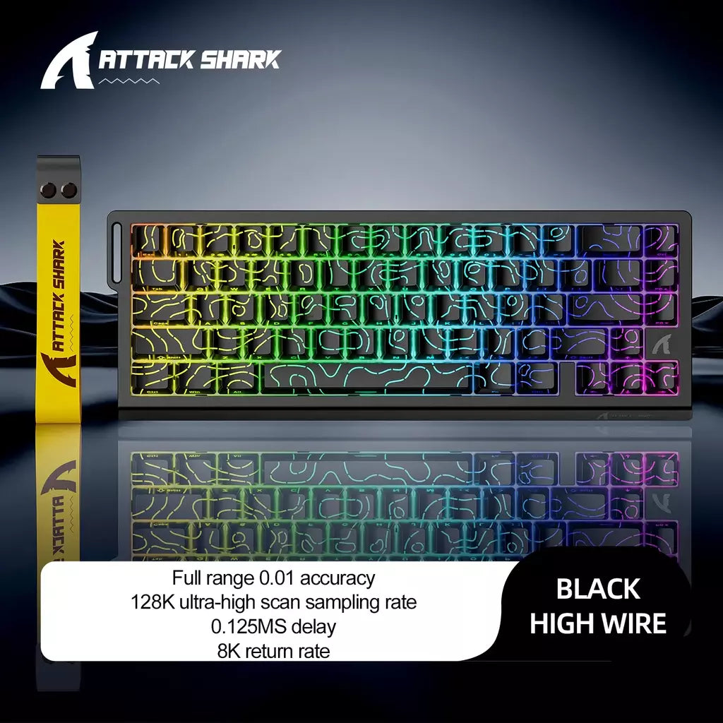 ATTACK SHARK X68HE Teclado Magnético Vermelho Com Fio Mecânico para Pro Gaming 0.01mm Trigg Rápido 8000Hz SOCD/Rs 0.125ms 128K Taxa