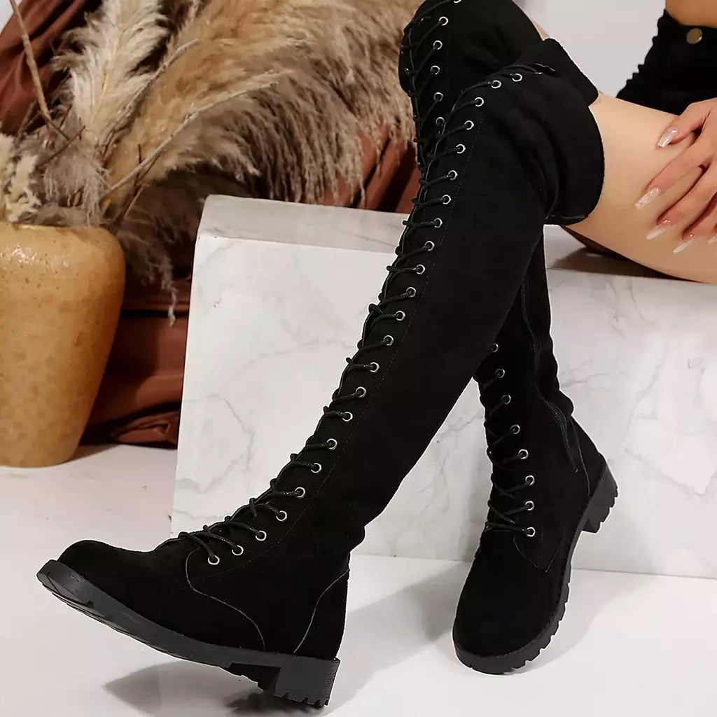 Botas de cano alto casual feminino, famoso na internet, botas de equitação ocidentais, novo, elegante