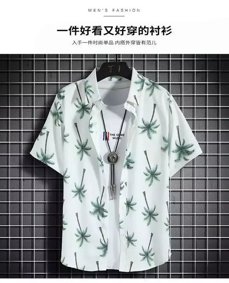 Roupas de praia para homens 2 Piece Set Quick Dry Camisa Havaiana e Shorts Set Homens Moda Vestuário Impressão Casual Outfits Verão