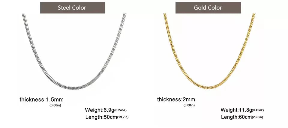My Shape Rodada Cobra Cadeia Colar para Mulheres Homens Aço Inoxidável Link Cadeia 0.9mm 1.2mm 2mm Cadeia Gargantilha Moda Jóias Presentes