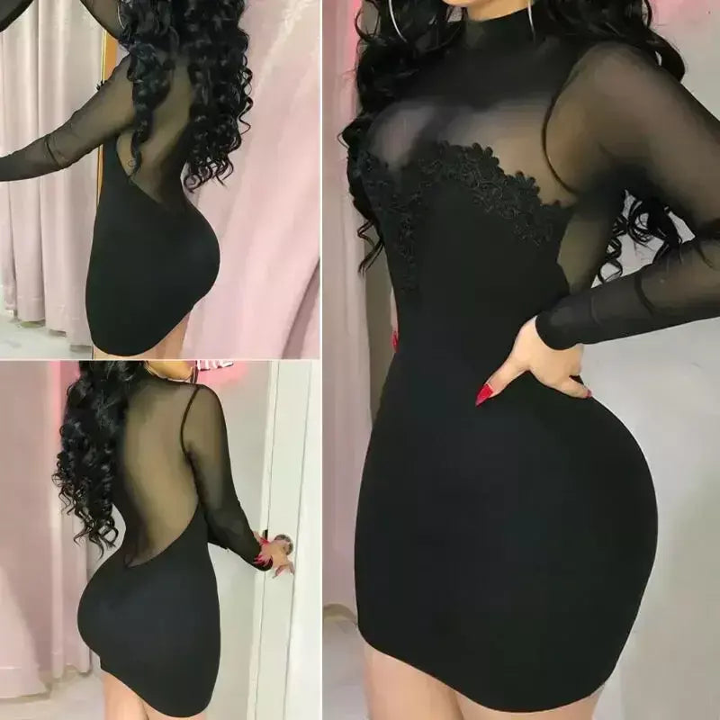 Mulheres elegante mini vestido de chiffon sexy transparente sem alças festa bandagem bodycon mini vestidos femininos preto roupas