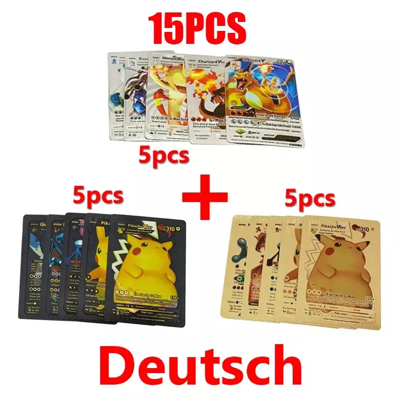 Pokemon arco-íris cartões ouro prata vmax gx cartão coleção batalha trainer cartão espanhol inglês francês criança brinquedos presentes de natal