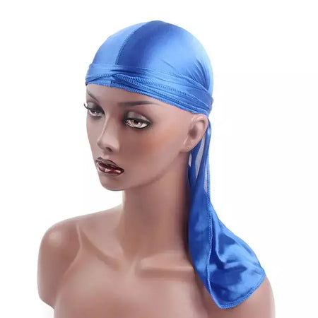 Elasticidade baotou boné faixas de cabelo simulação sedosa durag cauda longa chapéu pirata bandana turbante para crianças criança fita acessórios
