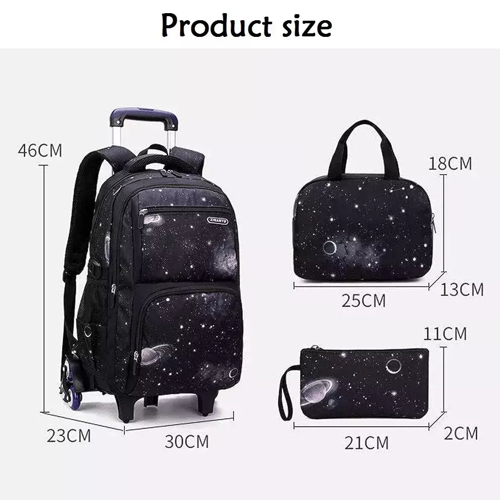 Mochila escolar com rodas para crianças, Mochila de rolamento para menino, Mochila escolar com rodas, Mochila de bagagem de mão, 6 rodas
