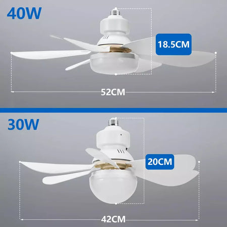 Ventilador de teto LED 40W E27 com controle remoto para escurecimento, adequado para sala de estar, estudo, uso doméstico, 85-265V