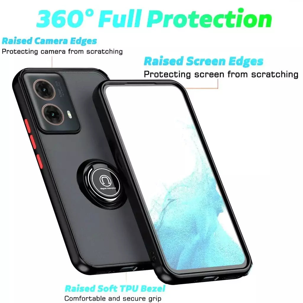 Armadura fosca caso para motorola moto g35 g55 g54 g84 g14 g72 g85 g75 g15 g05 g34 g24 s50 e13 g13 anel titular à prova de choque coque