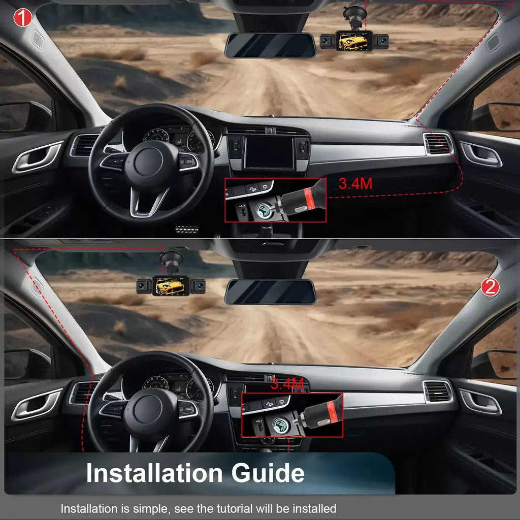 Dashcam para carros 4 canais caixa preta wifi câmera de condução fhd 1080p visão noturna gravação em loop adicionar kit de fio rígido acessórios do carro
