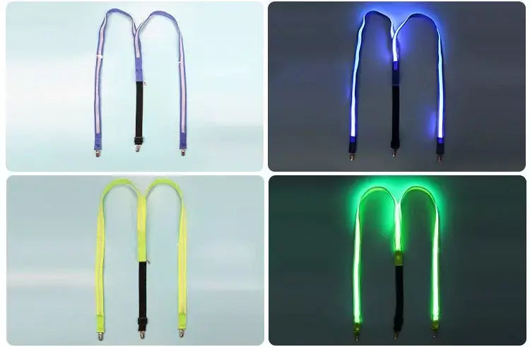 Suspensórios de led iluminados masculinos, gravata borboleta unissex, calças elásticas ajustáveis, suspensório iluminado com led para festival de música, festa de fantasia