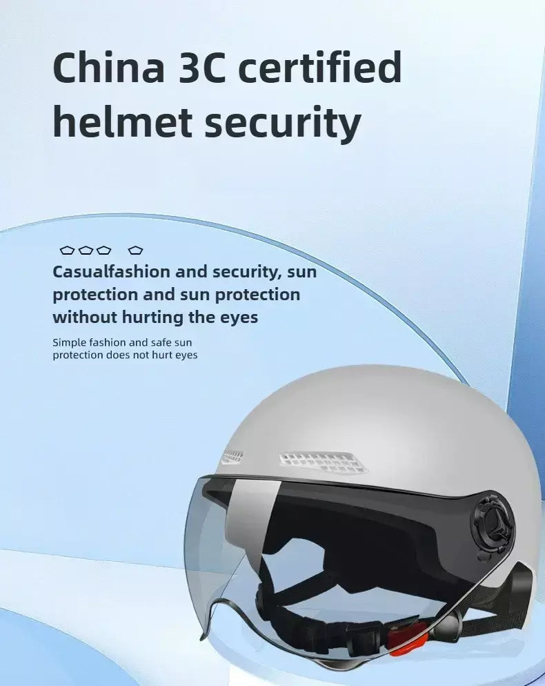Capacete de segurança de bicicleta 3C certificado masculino e feminino adulto crianças dos desenhos animados bicicleta elétrica motocicleta meio capacete com óculos