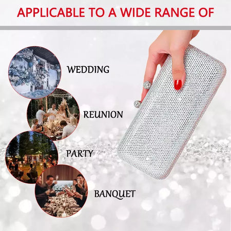 Rhinestone Clutch Bag para Mulheres, Evening Bag, Dinner Bag, Diamante, Pedra, Cristal, Festa de Casamento, Presente de Natal, Luxo mais recente