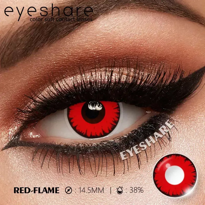 Eyeshare 1 par cosplay lentes de contato coloridas brancas lentes de contato vermelhas anime lentes de olho preto halloween beleza maquiagem lentes
