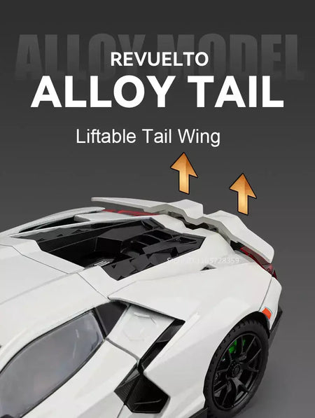 1:24 escala revuelto modelo em miniatura brinquedo carros esportivos liga diecast supercars som luz portas abertas puxar para trás para crianças presentes