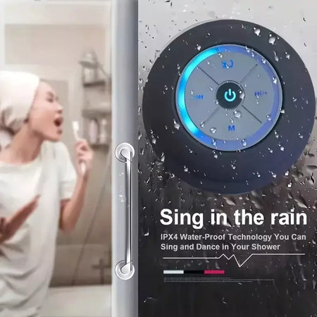 Família portátil sem fio bluetooth à prova dwaterproof água ventosa led pequeno alto-falante carro banheiro telefone móvel ouvir música estéreo
