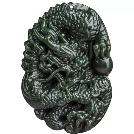 Velho hotan jade ciano pingente jadeite dragão rei marca zodíaco colar dominador masculino mão esculpida jóias presente high-end