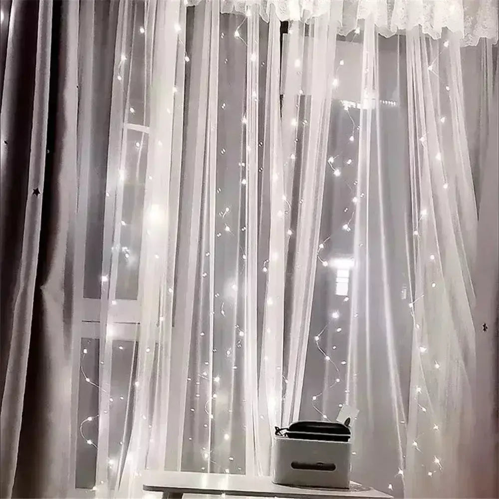 Natal usb cortina corda luzes de fadas 8 modo 6/3m led guirlanda remoto para festa jardim casa decoração casamento ano novo 2025