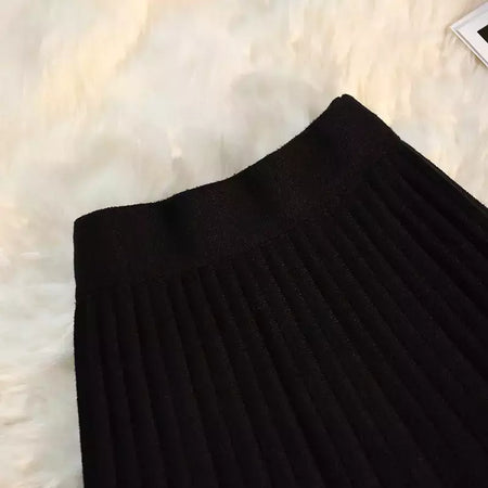 Míni saia plissada de malha feminina, cintura alta elástica, saia guarda-chuva linha A, casual sexy, curta, outono, inverno