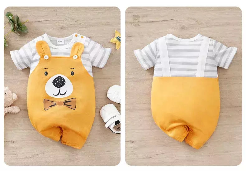 Roupa de urso fofa para criança, roupas de bebê e menina, macacão ao ar livre, traje de verão lindo de 0-18 meses, novo estilo, moda, 2024
