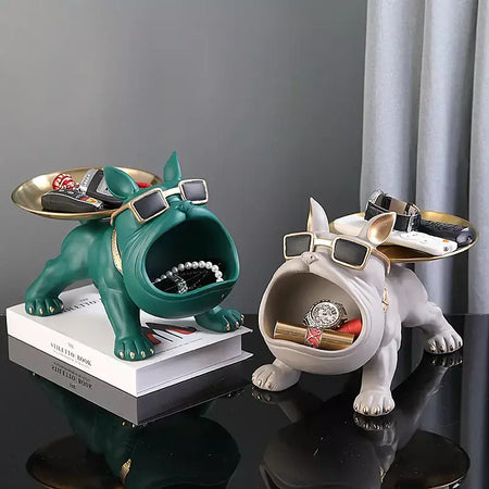 30cm decoração de casa estatueta bulldog estátua do cão caixa armazenamento ornamento animal resina artesanato arte escultura estatueta casa filhote de cachorro escultura