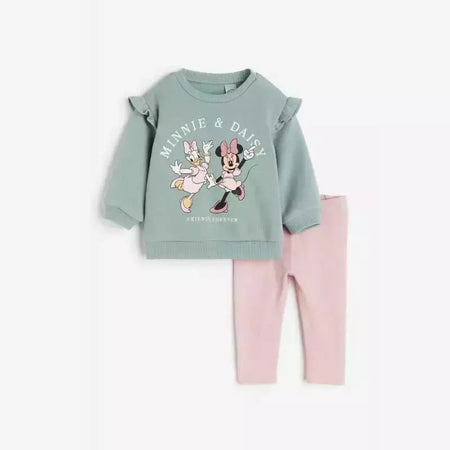 Meninas primavera outono roupas minnie impressão completa moletom + calças 2 pçs esportes casuais novas crianças dos desenhos animados moda manga longa ternos