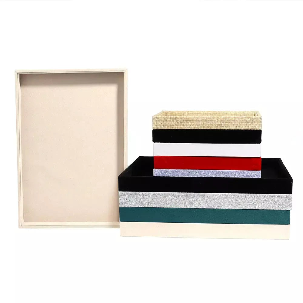 1 pc veludo bandeja de exibição de jóias anel brinco bandeja de armazenamento caixa de exibição de jóias colares pulseiras caixa de organização placa de armazenamento