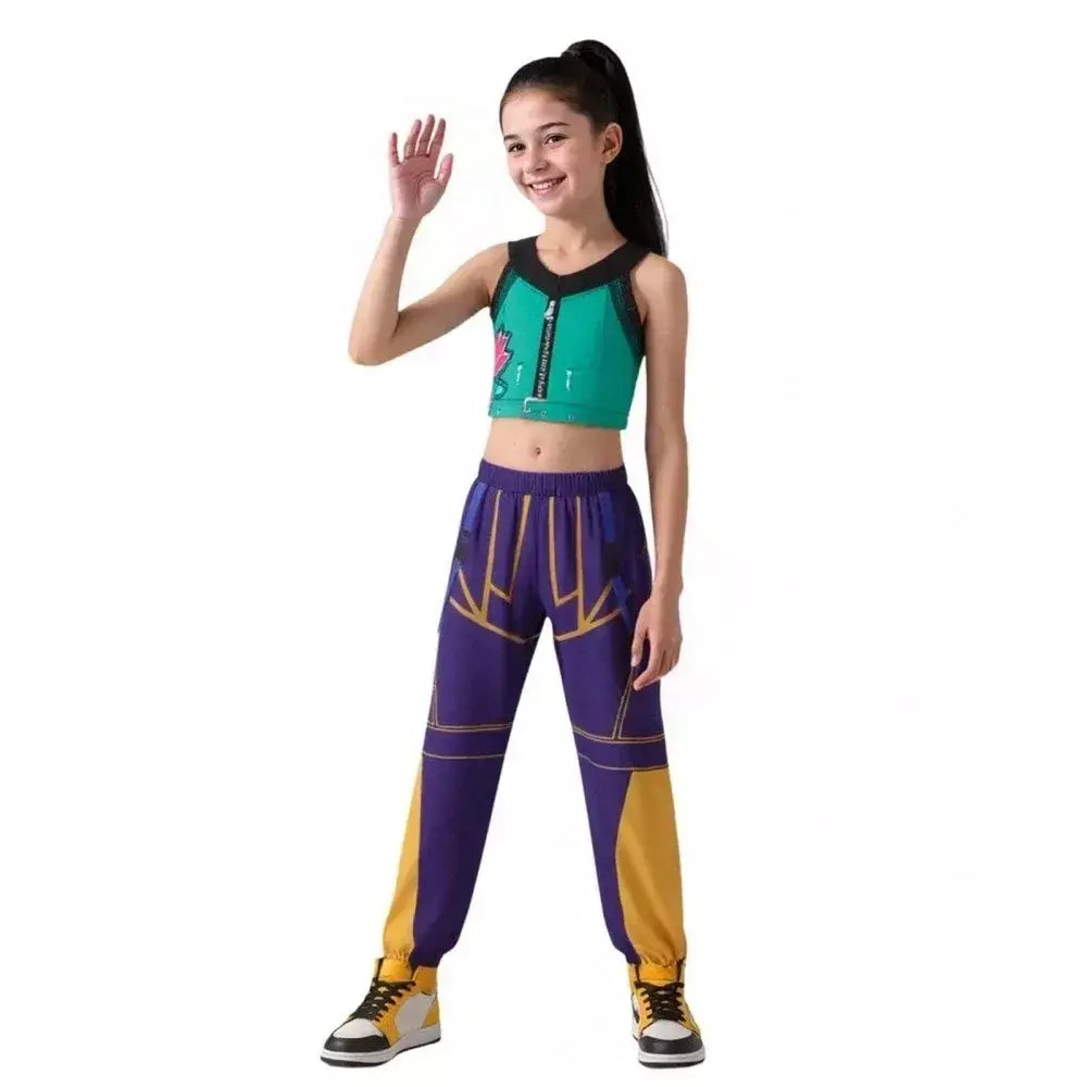 Halloween crianças zoey mira rumi cosplay traje carnaval, k-pop caçadores menina grupo ídolo role play vestir-se terno