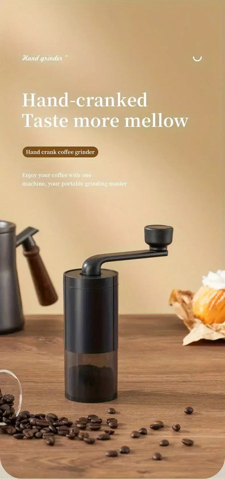 Moedor de café manual portátil, máquina manivela, moedor de feijão ajustável, viagem ao ar livre em casa, pequeno