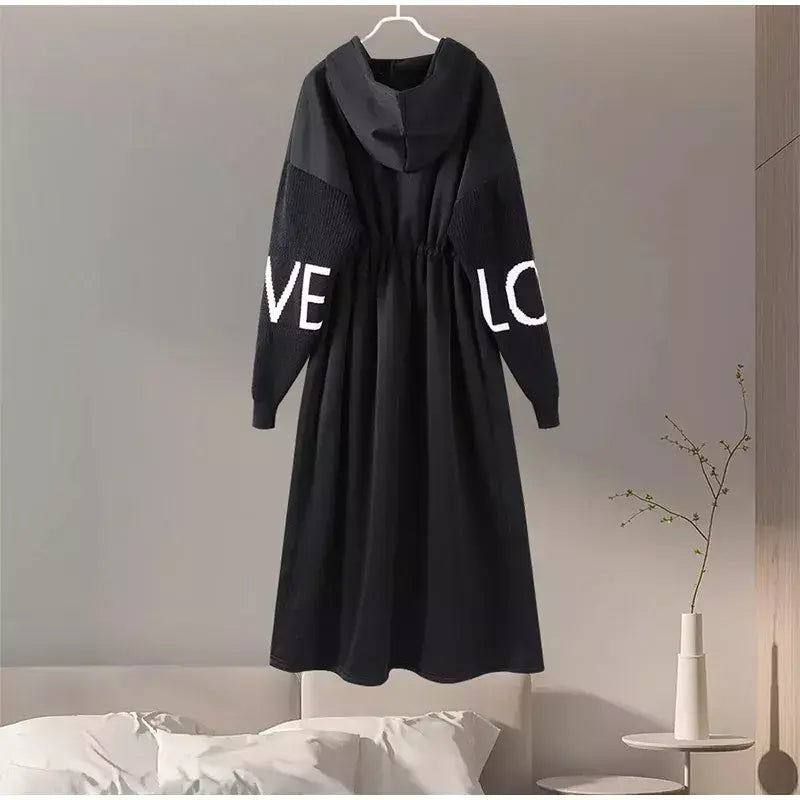 Casual longo retalhos casacos de malha feminino casual hoodies rendas até bolsos jaquetas femininas 2024 outono inverno nova senhora outerwears