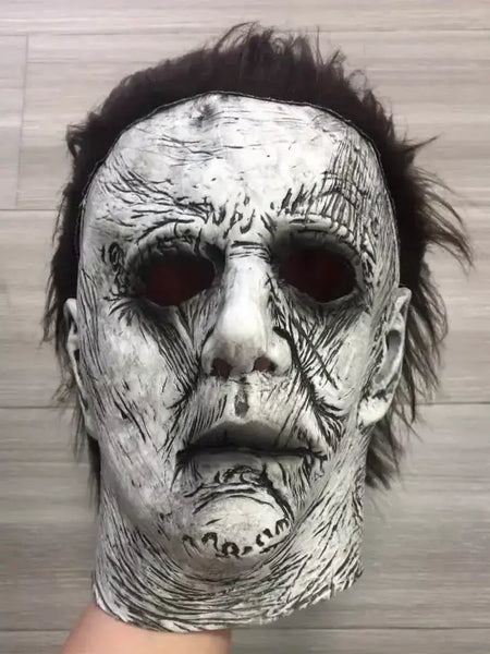 Halloween sobrancelha branca velho demônio máscara de terror casa fantasma sala de fuga mutante vampiro fone de ouvido rosto cheio vestir-se prop
