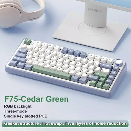 AULA F75 2.4G Teclado mecânico para jogos sem fio/Bluetooth/com fio RGB personalizado 75% layout OEM estrutura de junta de perfil