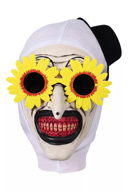 Art The Clown Cosplay Mask, Horror Terrifier 3 Óculos de girassol, Headwear Horn Props, Costume Acessórios, Halloween Carnaval