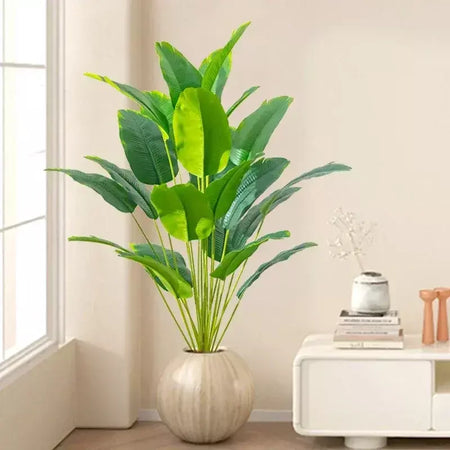 1pc plantas artificiais grande palmeira tropical falso plantas de banana folhas toque real plástico monstera para casa jardim festa decoração